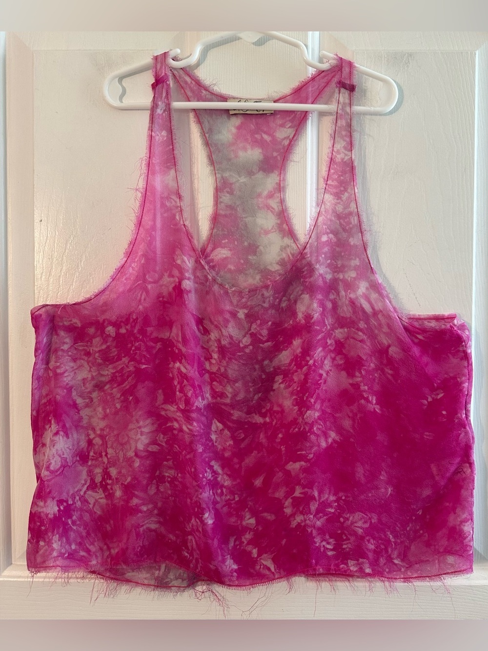 LOVE SHACK FANCY SILK Festival Boho Capsule 1 Pink Racerback Tie Dye Tank Top